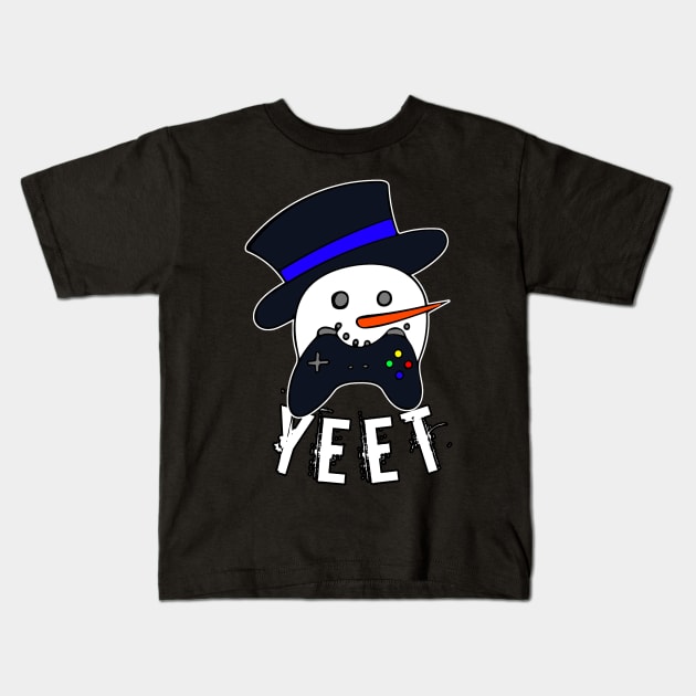 Snowman Face Gamer Yeet Kids T-Shirt by MaystarUniverse